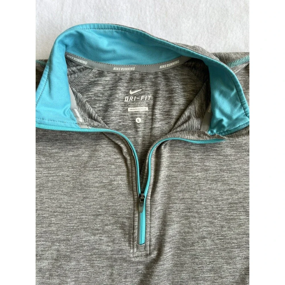 Nike Dri Fit Women's Gray Heathered Running Quarter Zip Pullover Size Large
